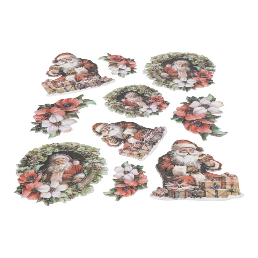 3-D Relief-Sticker, Weihnachtsmänner 4, verschiedene Größen, selbstklebend