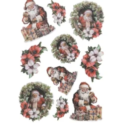 3-D Relief-Sticker, Weihnachtsmänner 4, verschiedene Größen, selbstklebend