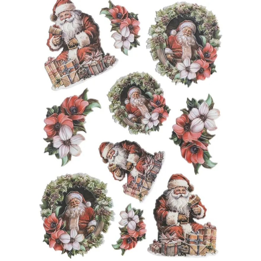 3-D Relief-Sticker, Weihnachtsmänner 4, verschiedene Größen, selbstklebend