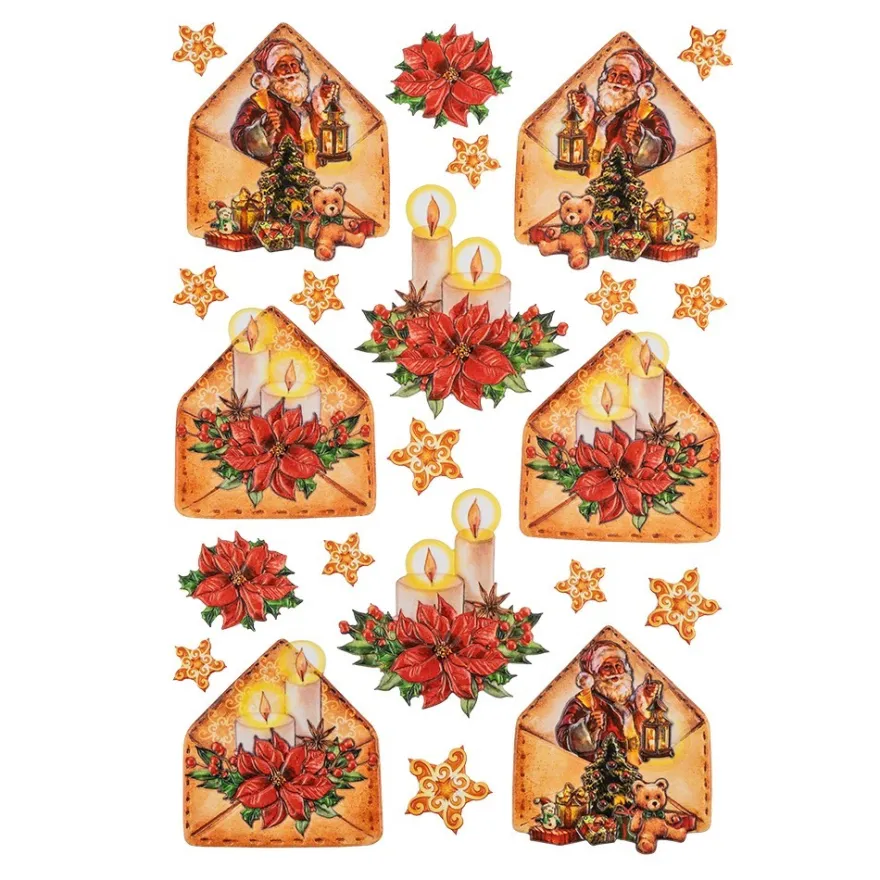 3-D Relief-Sticker, Weihnachtspost 1, verschiedene Größen, selbstklebend