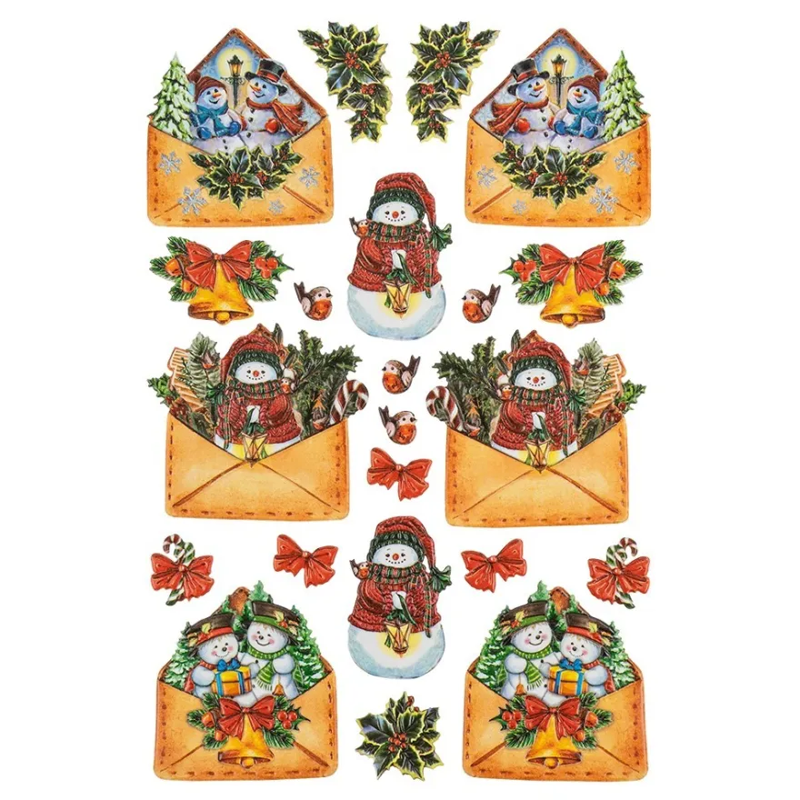3-D Relief-Sticker, Weihnachtspost 2, verschiedene Größen, selbstklebend