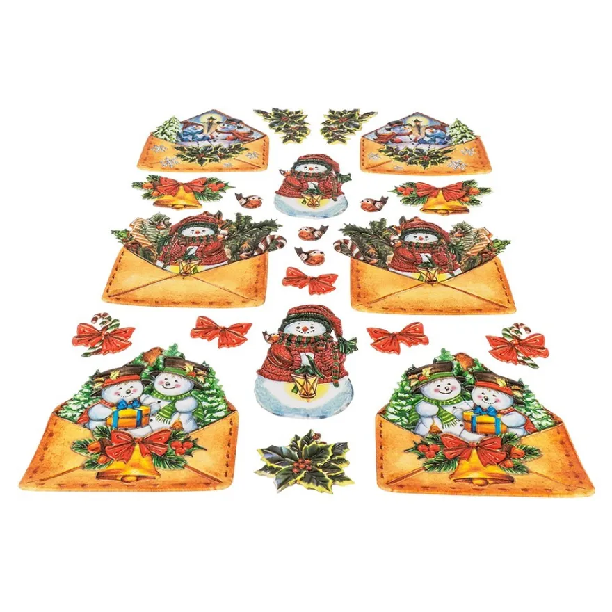 3-D Relief-Sticker, Weihnachtspost 2, verschiedene Größen, selbstklebend