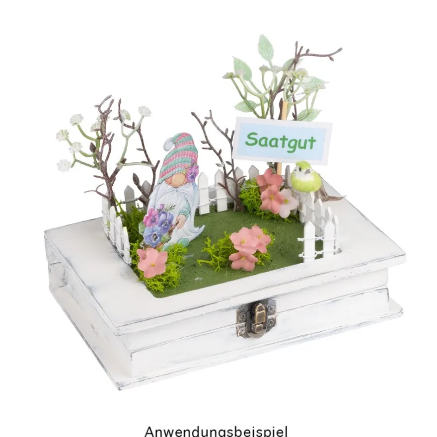 3-D Relief-Sticker, Wichtel im Frühling 4, verschiedene Größen, selbstklebend