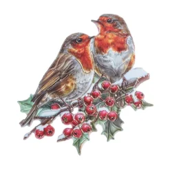 3-D Relief-Sticker, Wintervögel, Folienveredelung Hellgold, versch. Größen, selbstklebend