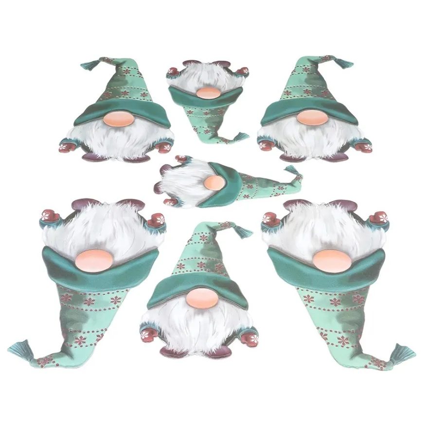 3-D Relief-Sticker, Winter-Wichtel in Petrol, verschiedene Größen, selbstklebend