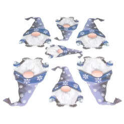3-D Relief-Sticker, Winter-Wichtel in Blau, verschiedene Größen, selbstklebend