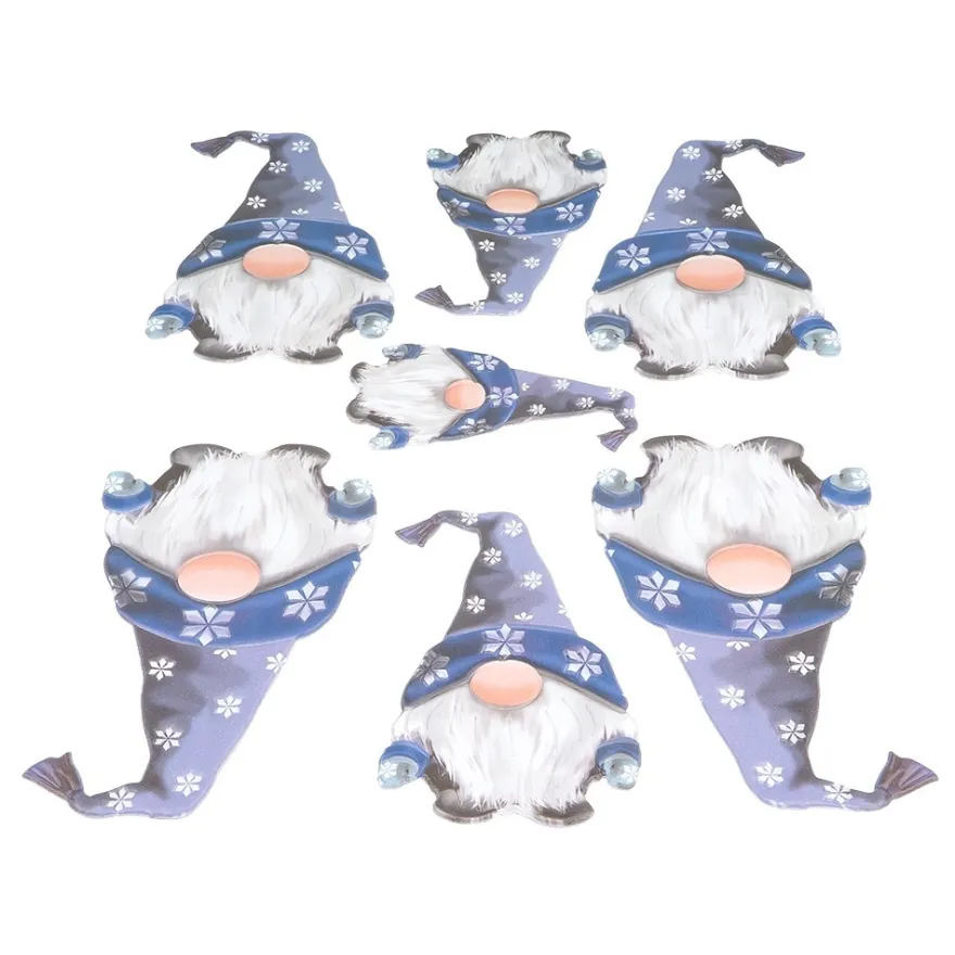 3-D Relief-Sticker, Winter-Wichtel in Blau, verschiedene Größen, selbstklebend