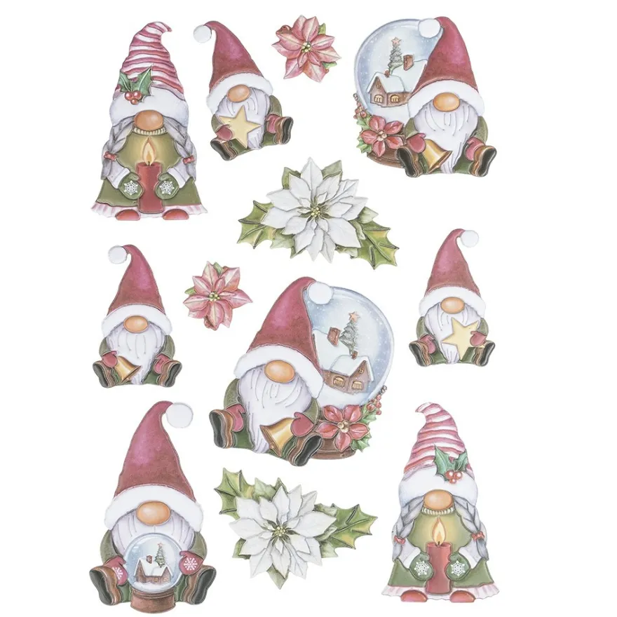 3-D Relief-Sticker, Winterwichtel 2, Design 1, verschiedene Größen, selbstklebend
