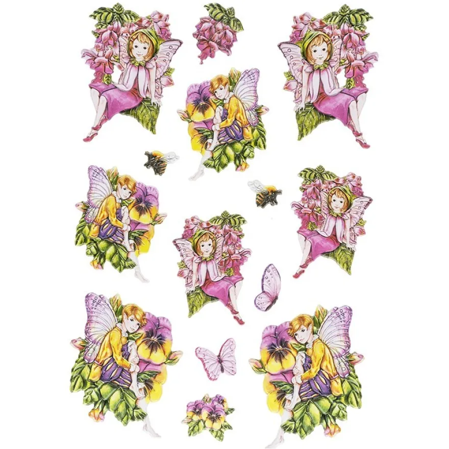 3-D Relief-Sticker, Zauberhafte Elfen 3, 21cm x 30cm, verschiedene Größen, selbstklebend