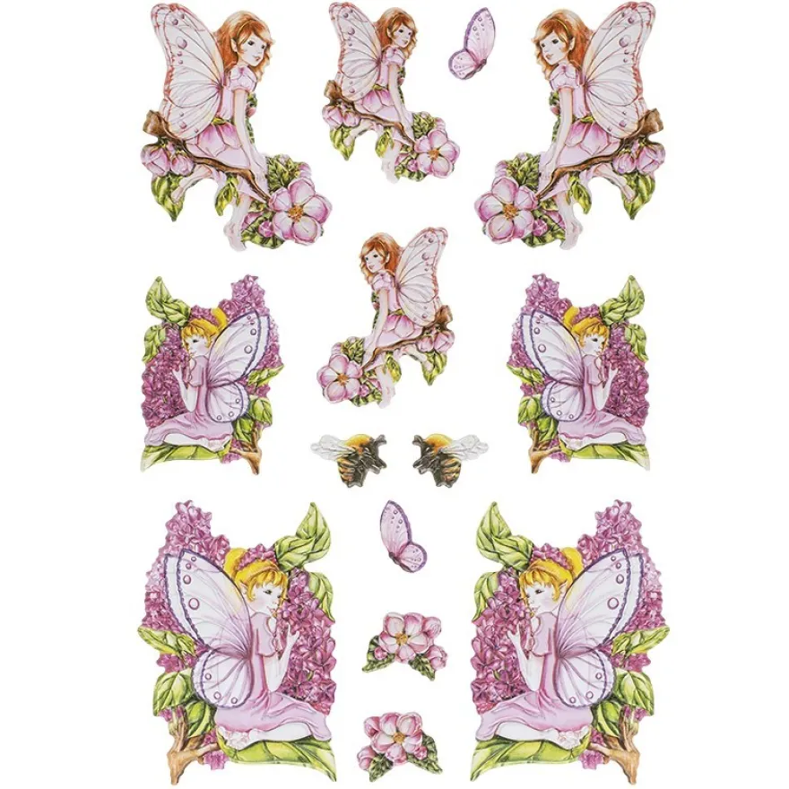 3-D Relief-Sticker, Zauberhafte Elfen 1, 21cm x 30cm, verschiedene Größen, selbstklebend