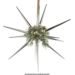 3-D Steckstern, Ø 24cm, 14-strahlig, inkl. Öse zum Aufhängen, hellgold