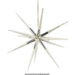 3-D Steckstern, Ø 24cm, 14-strahlig, inkl. Öse zum Aufhängen, hellgold