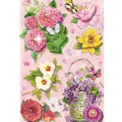 3-D Stickerbogen, Blumen auf Rosa 1, 12,7 x 18,8 cm
