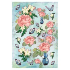 3-D Stickerbogen, Blumenvasen, 12,5 x 18,5 cm