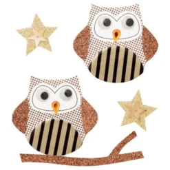 3-D Stickerbogen, Eulen & Sterne, gestreift, 9,5 x 10,5cm