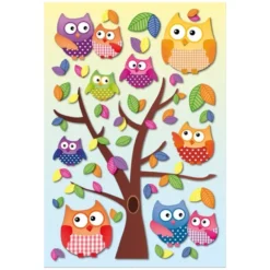 3-D Stickerbogen, Eulen 2, 12,5 x 18,5 cm