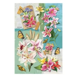3-D Stickerbogen, Lilien 3, 12,5 x 18,5 cm