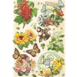 3-D Stickerbogen, Vintage-Blumen 2, 12,7 x 18,8 cm