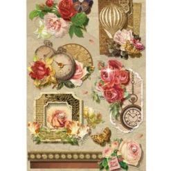 3-D Stickerbogen, Vintage-Uhren 2, 12,7 x 18,8 cm