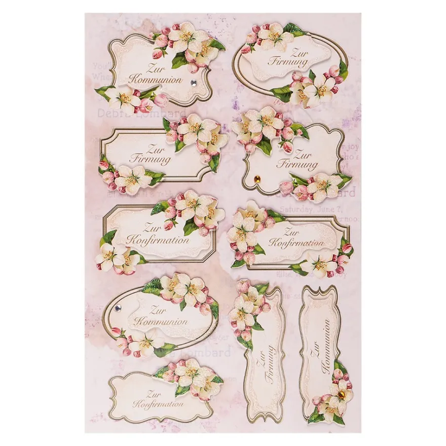 3-D Stickerbogen, Zur Kommunion, 12,5 x 18,5 cm