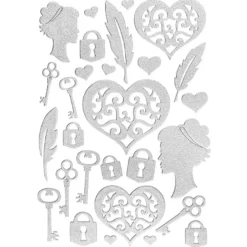 3-D Sticker Deluxe, Accessoires, verschiedene Größen, selbstklebend, silber