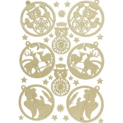 3-D Sticker, Deluxe Anhänger, verschiedene Größen, selbstklebend, gold