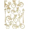3-D Sticker "Deluxe Fahrräder & Laternen", verschiedene Größen, selbstklebend, gold