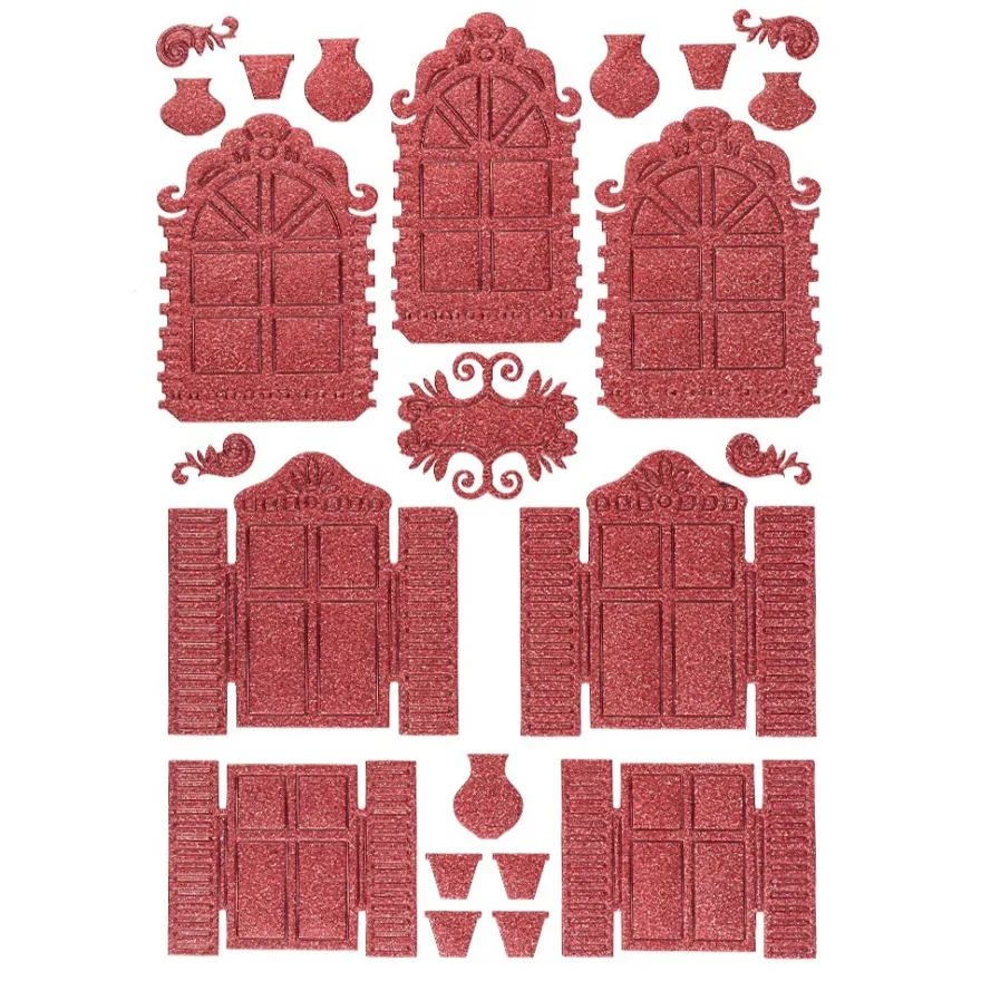 3-D Sticker "Deluxe Fenster", verschiedene Größen, selbstklebend, rot