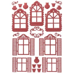 3-D Sticker "Deluxe Fenster", verschiedene Größen, selbstklebend, rot