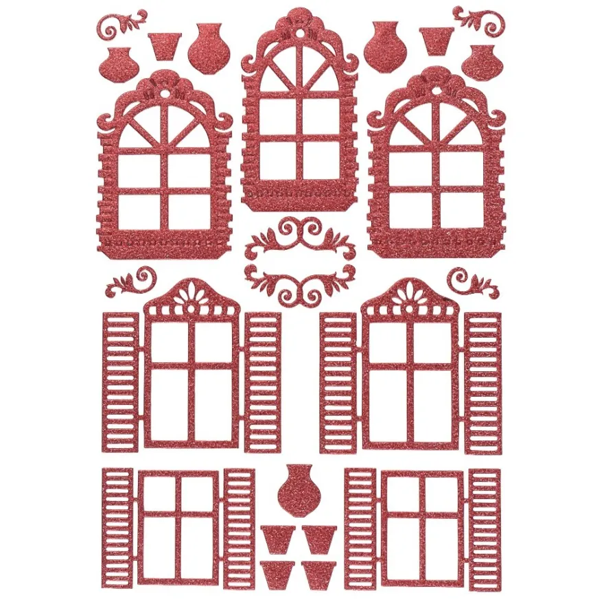 3-D Sticker "Deluxe Fenster", verschiedene Größen, selbstklebend, rot