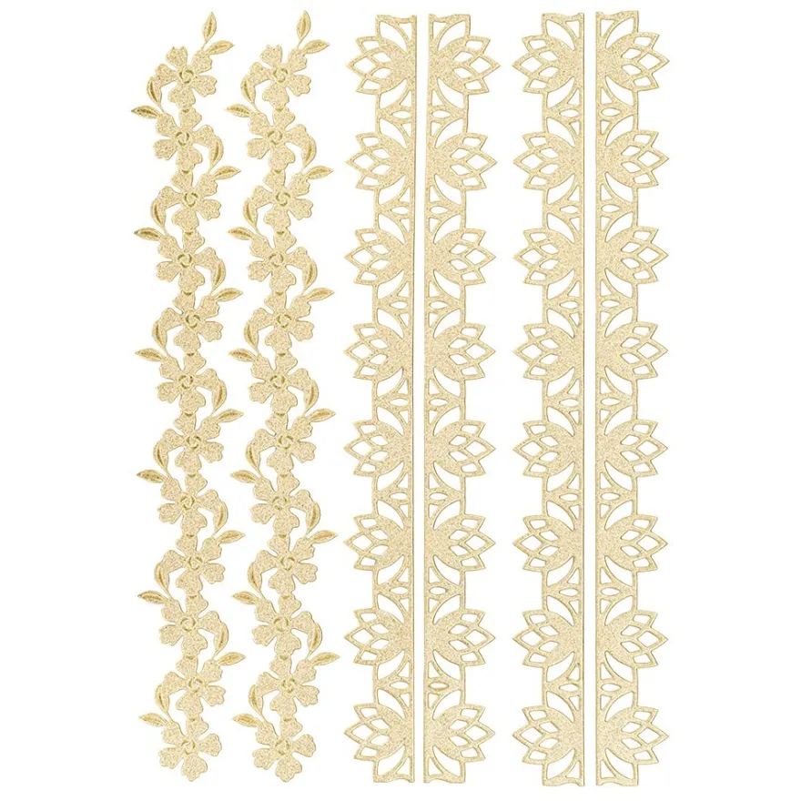 3-D Sticker Deluxe, Florale Bordüren 1, 21cm x 30cm, gold, selbstklebend