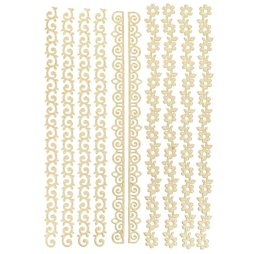 3-D Sticker Deluxe, Florale Bordüren 2, 21cm x 30cm, gold, selbstklebend
