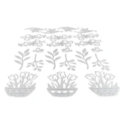 3-D Sticker Deluxe, Florale Elemente 1, 21cm x 30cm, silber, selbstklebend