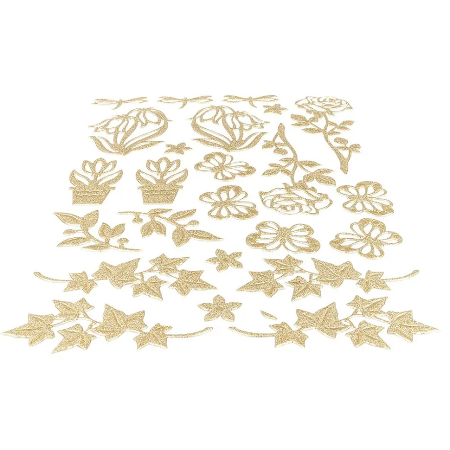 3-D Sticker Deluxe, Florale Elemente 2, 21cm x 30cm, gold, selbstklebend