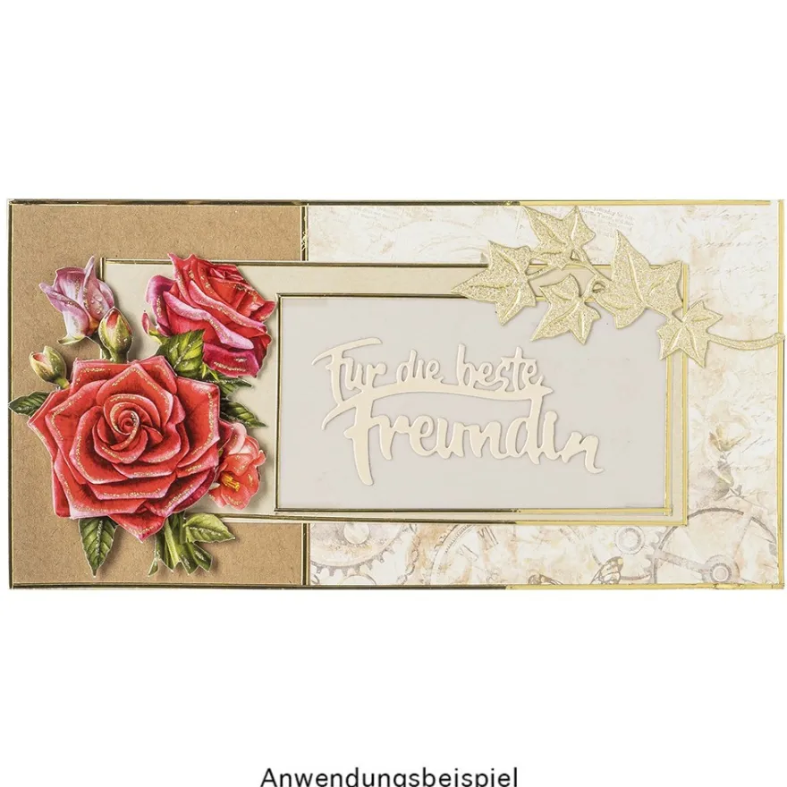 3-D Sticker Deluxe, Florale Elemente 2, 21cm x 30cm, gold, selbstklebend
