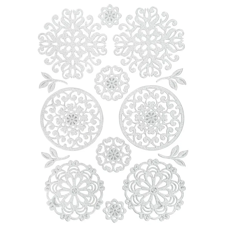 3-D Sticker Deluxe, Florale Ornamente, 21cm x 30cm, silber, selbstklebend
