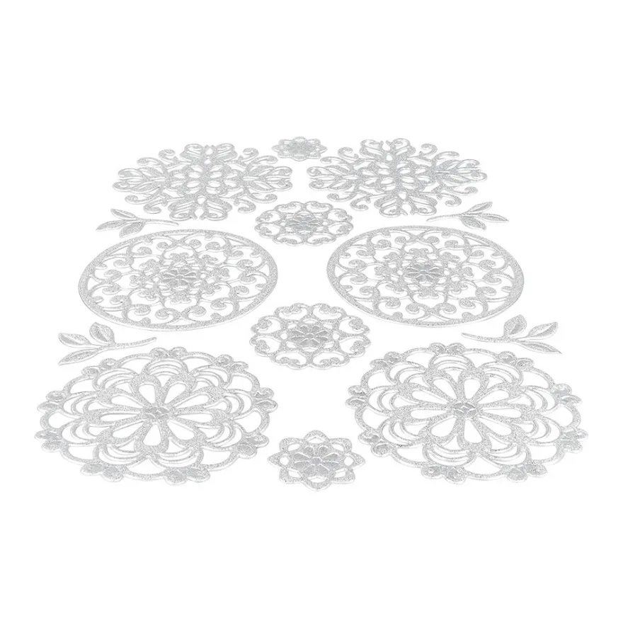 3-D Sticker Deluxe, Florale Ornamente, 21cm x 30cm, silber, selbstklebend