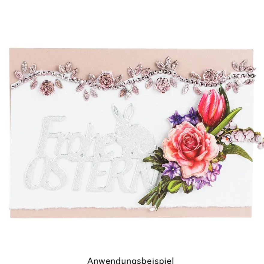 3-D Sticker, Deluxe Frohe Ostern, selbstklebend, silber