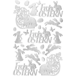 3-D Sticker, Deluxe Frohe Ostern, selbstklebend, silber