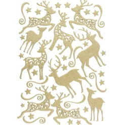 3-D Sticker, Deluxe Hirsche, verschiedene Größen, selbstklebend, gold