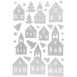 3-D Sticker, Deluxe Häuser & Kirchen, verschiedene Größen, selbstklebend, silber