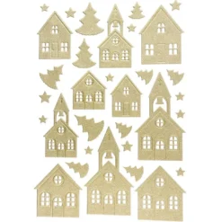 3-D Sticker, Deluxe Häuser & Kirchen, verschiedene Größen, selbstklebend, gold