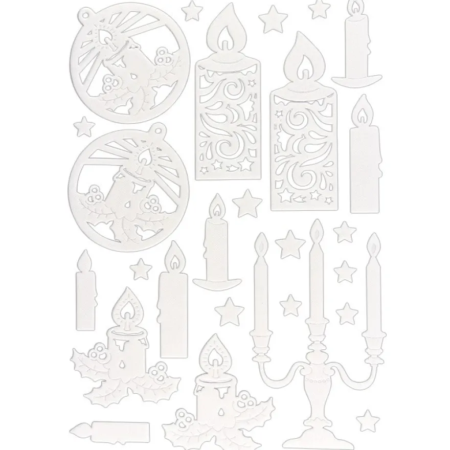 3-D Sticker, Deluxe Kerzen, verschiedene Größen, selbstklebend, weiß