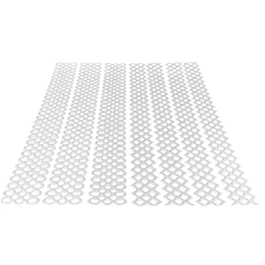 3-D Sticker Deluxe, Ornamentik Bordüren 1, 21cm x 30cm, silber, selbstklebend