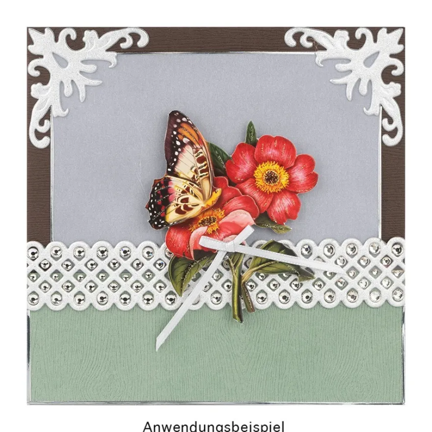 3-D Sticker Deluxe, Ornamentik Bordüren 1, 21cm x 30cm, silber, selbstklebend