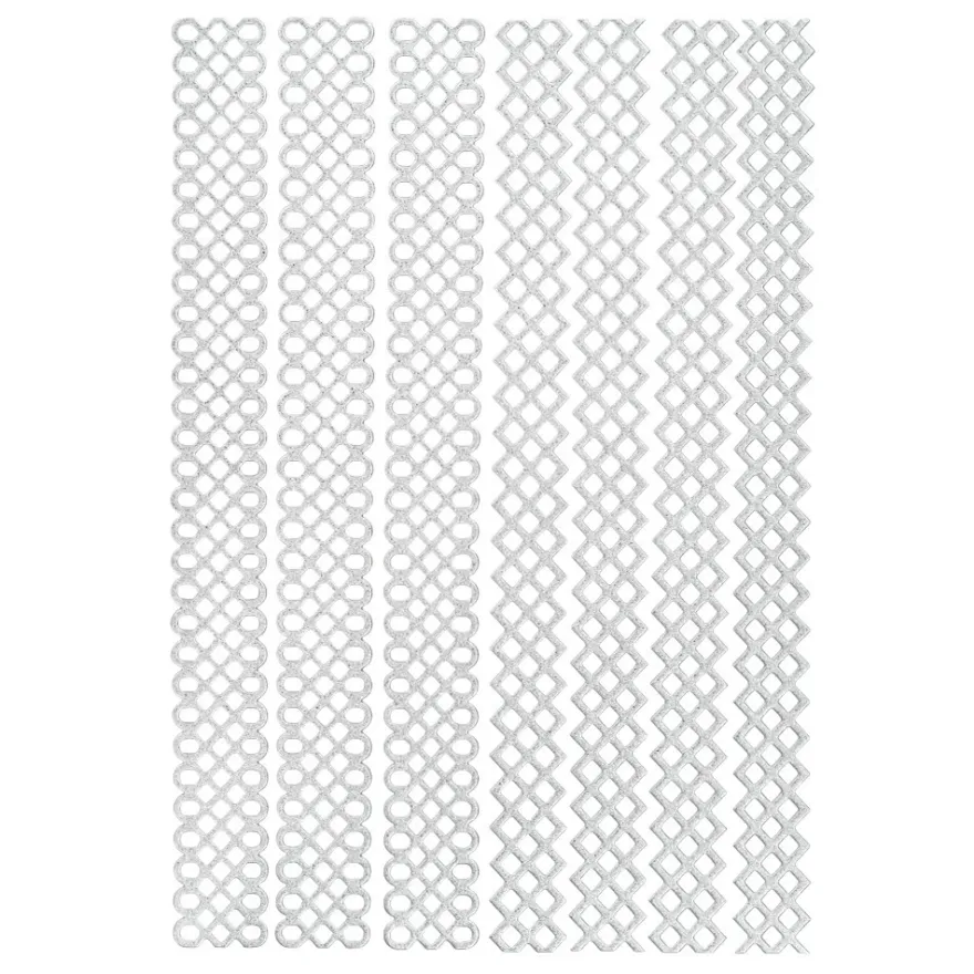 3-D Sticker Deluxe, Ornamentik Bordüren 1, 21cm x 30cm, silber, selbstklebend