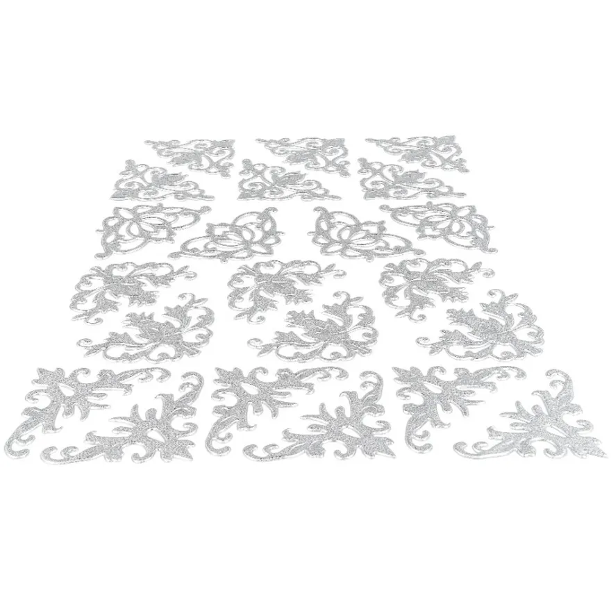 3-D Sticker Deluxe, Ornamentik Ecken, 21cm x 30cm, silber, selbstklebend