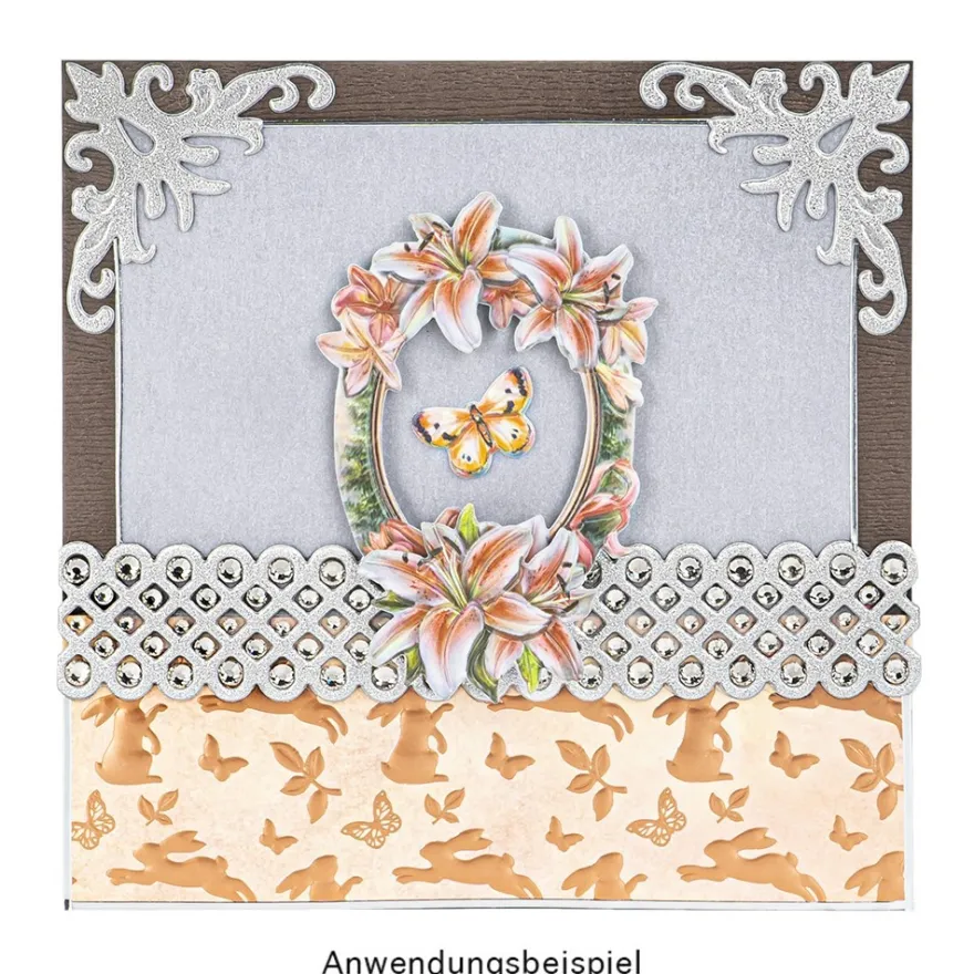 3-D Sticker Deluxe, Ornamentik Ecken, 21cm x 30cm, silber, selbstklebend