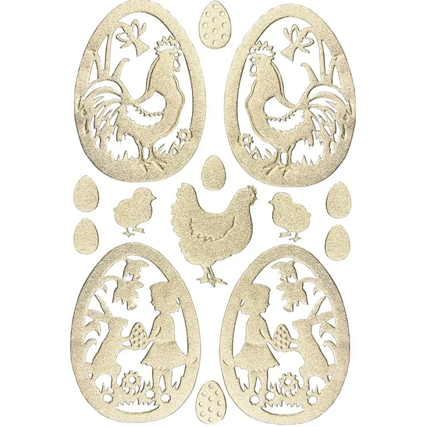 3-D Sticker, Deluxe Ostereier, selbstklebend, gold