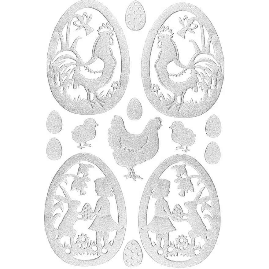 3-D Sticker, Deluxe Ostereier, selbstklebend, silber